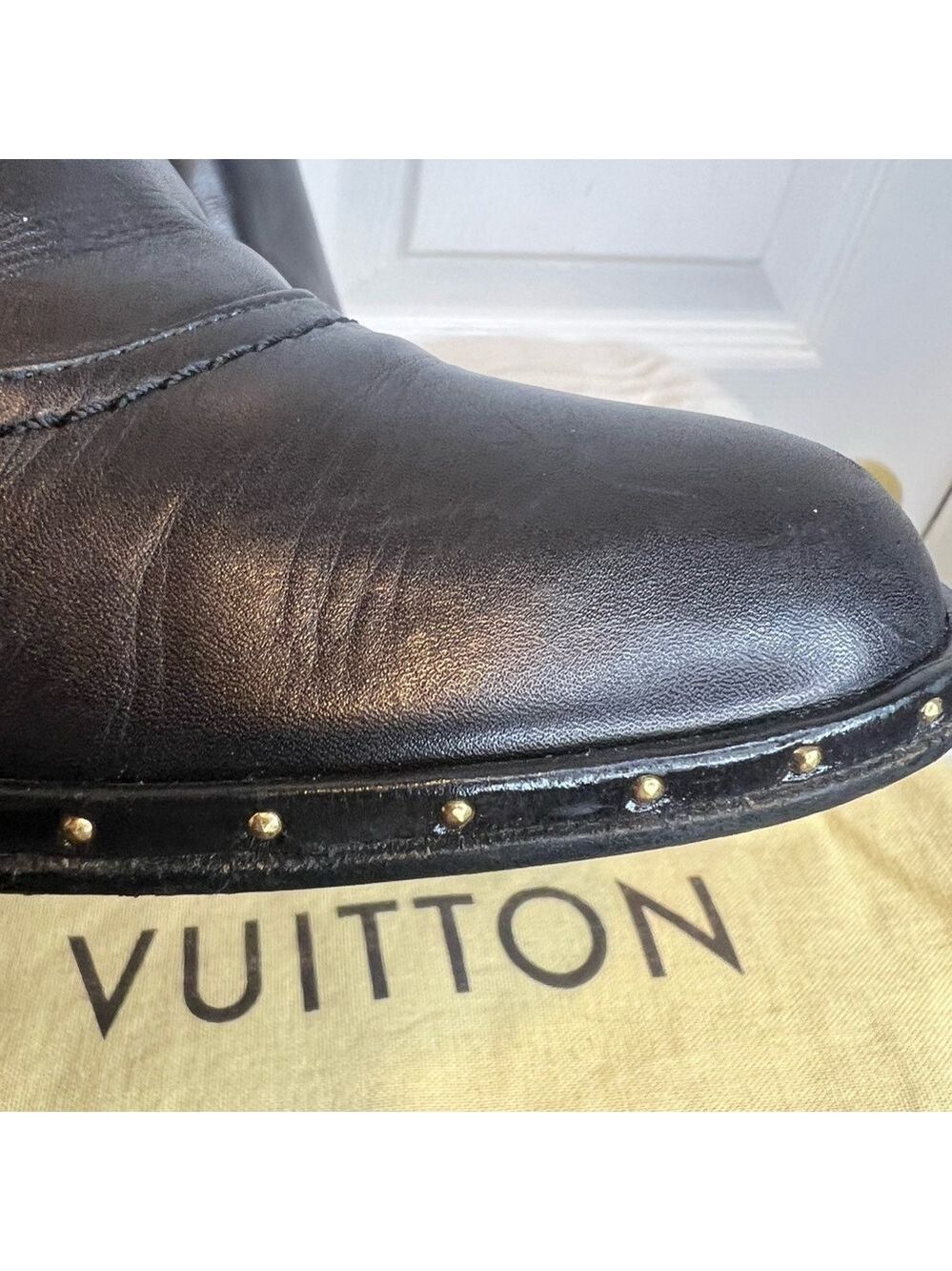 ❤️ LOUIS VUITTON🌷HOST PICK🌷LEATHER ANKLE BOOTS BLACK 6.5 (36.5) - Picture 5 of 16